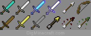 Weapon items in Minecraft