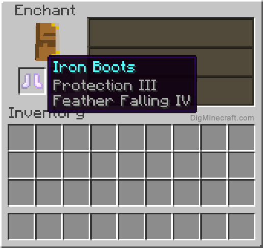 Completed enchanted iron boots