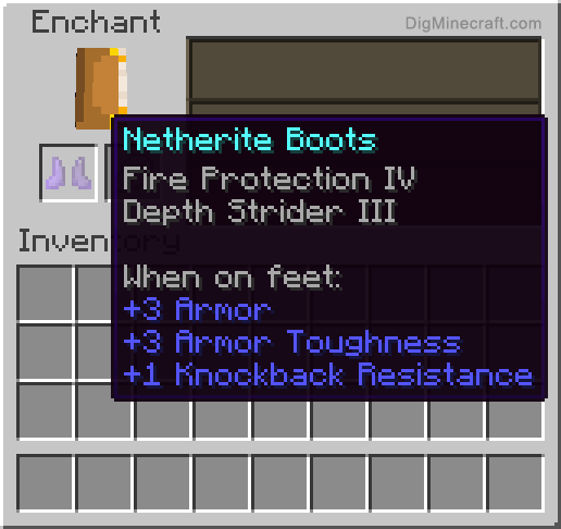 Completed enchanted netherite boots