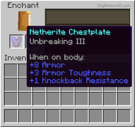 Completed enchanted netherite chestplate