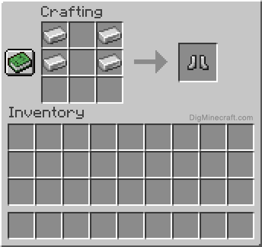 Crafting recipe for iron boots