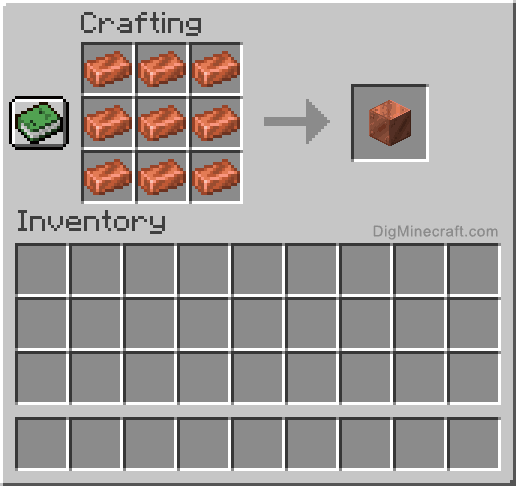 Crafting recipe for gold block