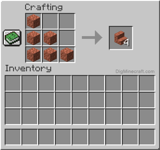 Crafting recipe for cut copper stairs