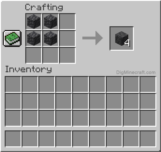 Crafting recipe for polished deepslate