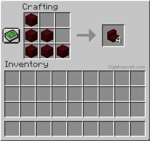 Crafting recipe for red nether brick stairs