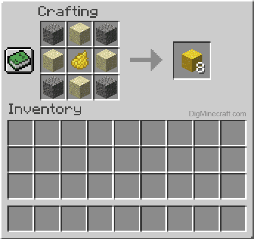 Crafting recipe for yellow concrete powder