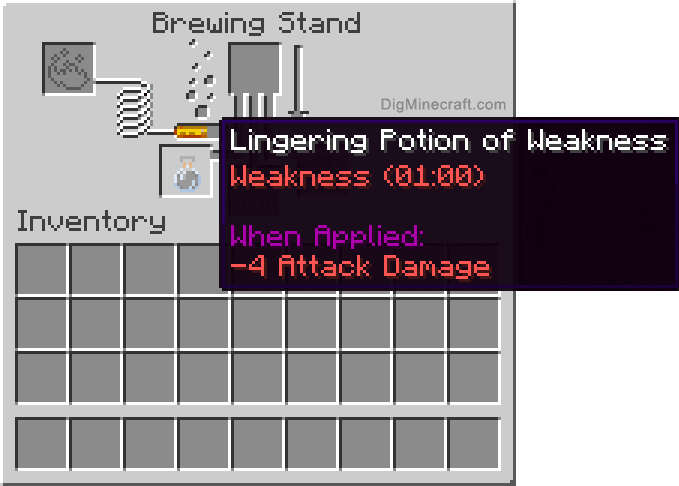 Completed lingering potion of weakness extended