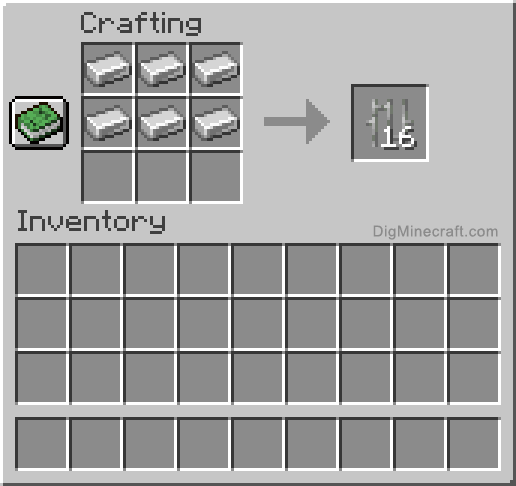 Crafting recipe for iron bars