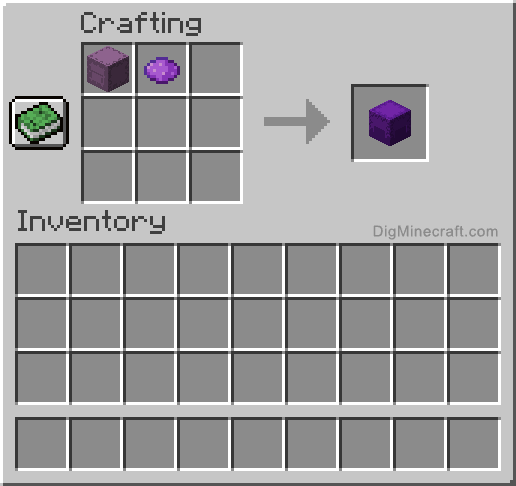 Crafting recipe for purple shulker box