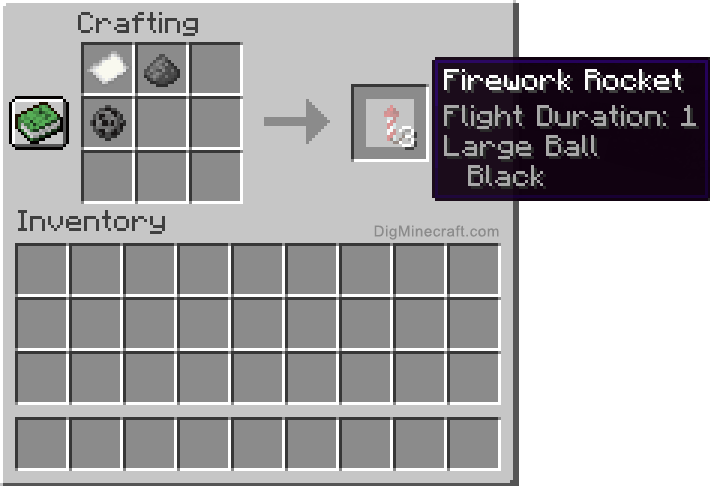 Crafting recipe for black large ball firework rocket