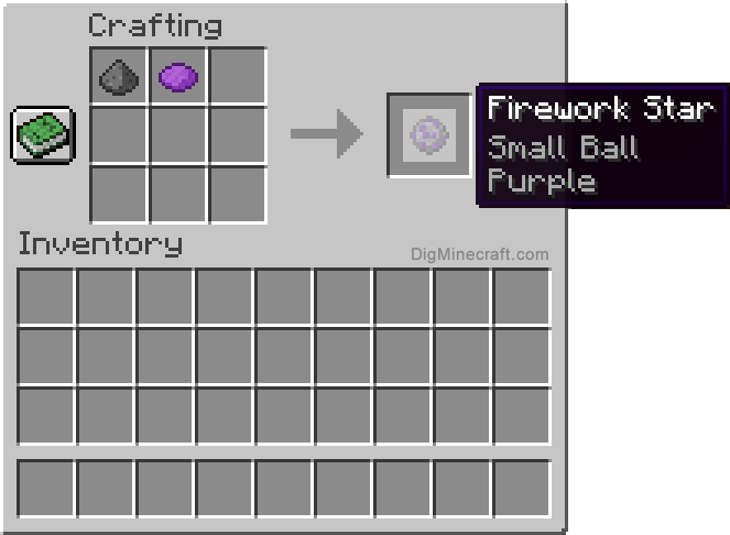 Crafting recipe for purple small ball firework star