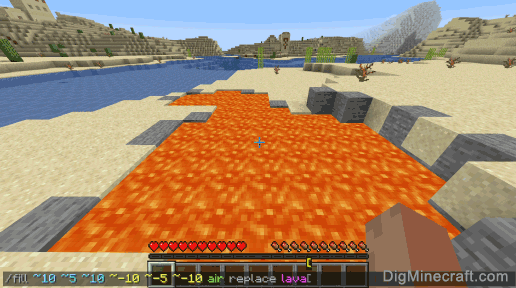 fill command to replace lava with air
