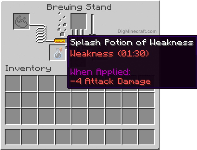 How To Make A Splash Potion Of Weakness 1 30 1 07 In Minecraft