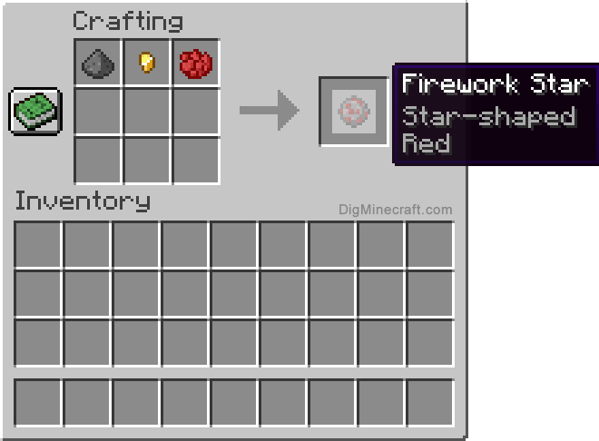 Crafting recipe for red star-shaped firework star