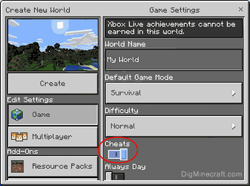 cheats on in pocket edition
