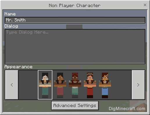 How to Change the Appearance of the NPC in Minecraft