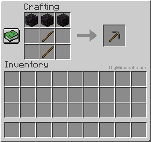 Crafting recipe for stone pickaxe