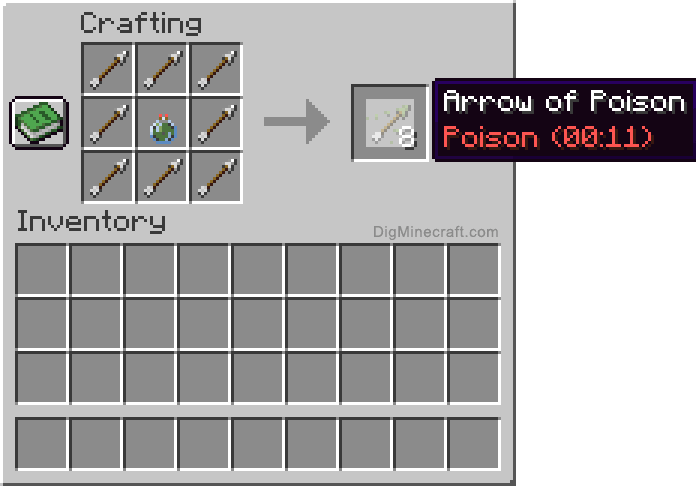How To Make An Arrow Of Poison 0 11 In Minecraft